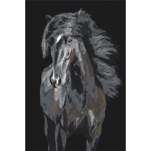 Картина по номерам "Чёрный конь"