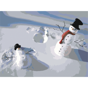 Картина по номерам "Снеговики"
