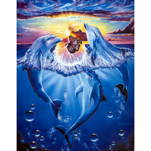 Картина по номерам "Дельфины и фея"
