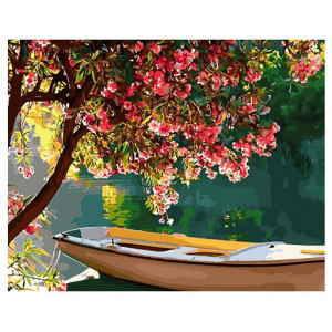 Картина по номерам "Лодка под цветущим деревом"