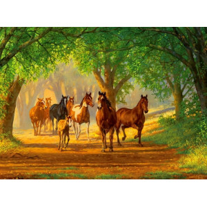 Картина по номерам "Коні у лісі"
