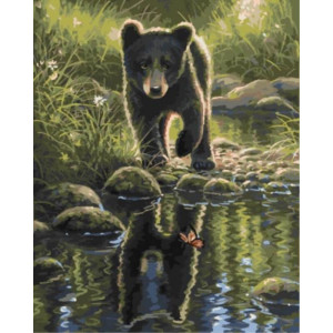 Картина по номерам "Медвежонок у пруда"