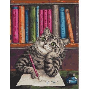 Картина по номерам "Кіт-письменник"
