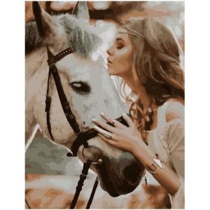 Картина по номерам "Лісова німфа зі своїм конем"