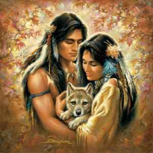Картина по номерам "Волченок у индейцев"