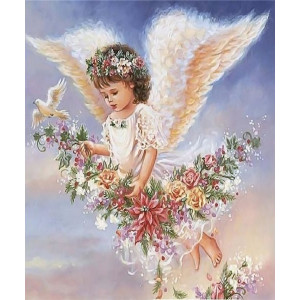 Картина по номерам "Ангел и цветы"