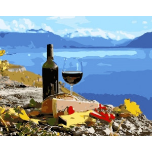Картина по номерам "Вино и сыр"