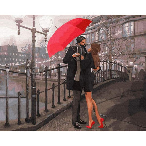 Картина по номерам "Пара под зонтом на набережной"