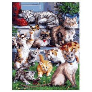 Картина по номерам "Большое кошачье семейство"