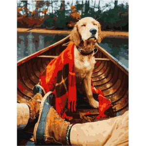 Картина по номерам "Собачка в лодке"