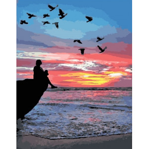 Картина по номерам "Закат над морем"