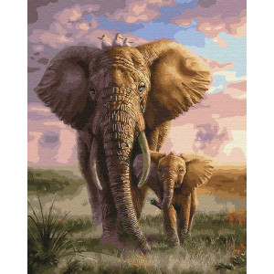 Картина по номерам "Слон и мама"