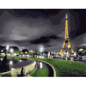 Картина по номерам "Ночное освещение Парижа"