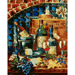 Картина по номерам "Натюрморт вино и сыр"