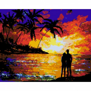 Картина по номерам "Пара на заході сонця різнокольорові"