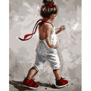 Картина по номерам "Девочка в красных ботинках"