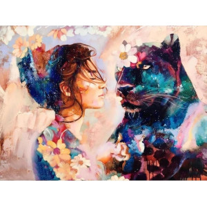 Картина по номерам "Девушка и пантера"