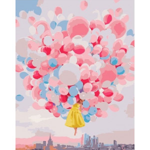 Картина по номерам "Полёт на воздушных шариках"