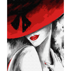Картина по номерам "Красная шляпка красные губы"