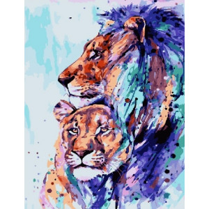Картина по номерам "Гордые львы"