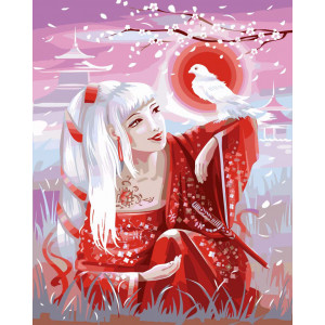 Картина по номерам "Девушка в красном кимоно"