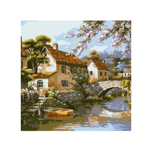 Картина по номерам "Село біля каналу"