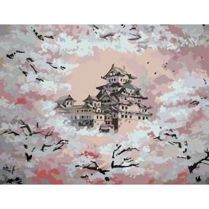 Картина по номерам "Дом в сакуре"