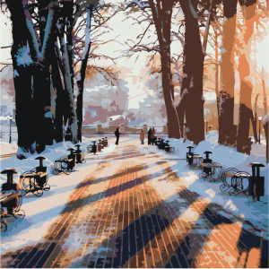Картина по номерам "Зимой в парке"