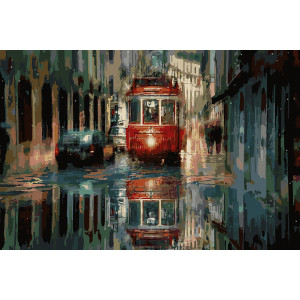 Картина по номерам "Вечерний трамвай"