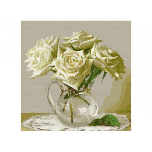 Картина по номерам "П'ять білих троянд"