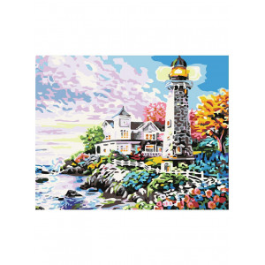 Картина по номерам "Яскравий краєвид біля маяка"