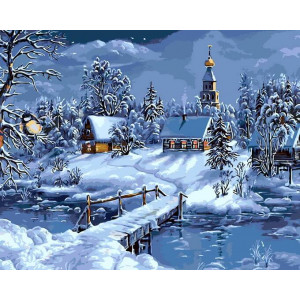Картина по номерам "Зимняя деревня"