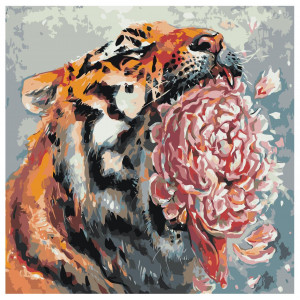 Картина по номерам "Тигр у квітах"