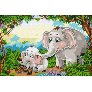 Картина по номерам "Слоны в джунглях"