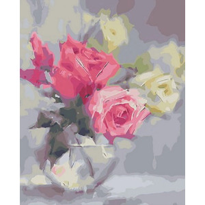 Картина по номерам "Розы в стеклянной вазе"