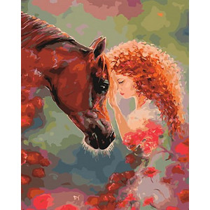 Картина по номерам "Лошадка с девочкой"
