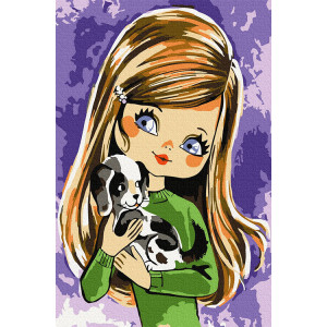 Картина по номерам "Девочка со щенком"