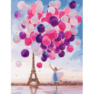 Картина по номерам "Воздушные шары возле Эйфелевой башни"