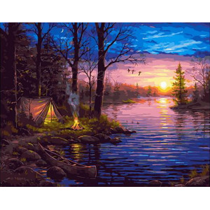 Картина по номерам "Ночлег у реки"