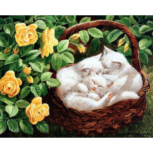 Картина по номерам "Корзина котов"