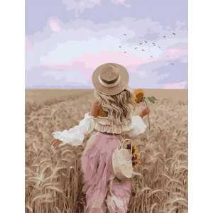 Картина по номерам "Девушка в соломенной шляпке"