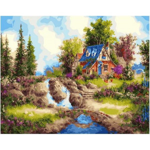 Картина по номерам "Сказка Домик в лесу"