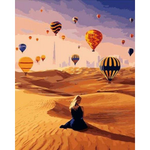 Картина по номерам "Воздушные шары в пустыни"