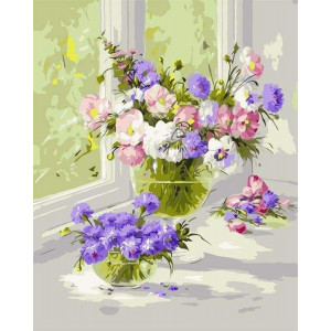 Картина по номерам "Цветы на подоконнике"