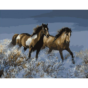 Картина по номерам "Лошади зимой"