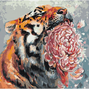 Картина по номерам "Тигр и цветок"