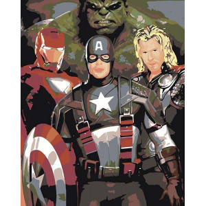 Картина по номерам "Капитан Америка и команда"