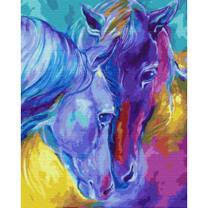 Картина по номерам "Цветные лошади"