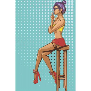 Картина по номерам "Девушка на барном стуле"