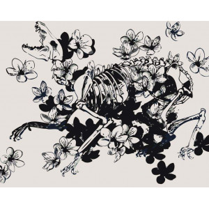 Картина по номерам "Скелет у квітах"